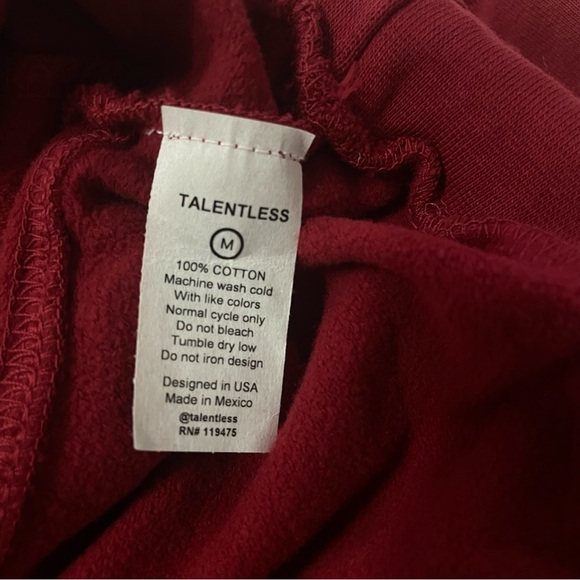 Talentless Dolman Crop Crewneck Sweatshirt Maroon Red Fleece Size Medium NEW - Picture 6 of 8